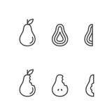 Les icônes de fruit de poire décrivent la couleur noire et blanche d'illustration de scénographie de course Image libre de droits Les icônes de fruit de poire décrivent la couleur noire et blanche d'illustration de scénographie de course Image libre de droits