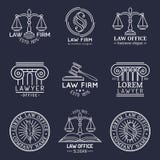 Les logos de cabinet juridique ont placé avec des échelles de justice, d'illustrations du marteau etc. La mandataire de vintage d illustration de vecteur Les logos de cabinet juridique ont placé avec des échelles de justice, d'illustrations du marteau etc. La mandataire de vintage d illustration de vecteur