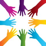 Les mains silhouettent coloré illustration de vecteur Les mains silhouettent coloré illustration de vecteur