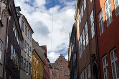 Les maisons colorées de Magstraede, Copenhague photographie stock Les maisons colorées de Magstraede, Copenhague photographie stock