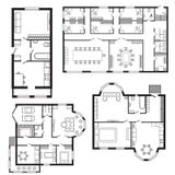 Les meubles de plan architectural de bureau et le dessin d'étude intérieurs modernes de construction projettent illustration libre de droits Les meubles de plan architectural de bureau et le dessin d'étude intérieurs modernes de construction projettent illustration libre de droits