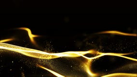 Les particules abstraites de vague de couleur d'or de Digital coulent fond photo stock Les particules abstraites de vague de couleur d'or de Digital coulent fond photo stock