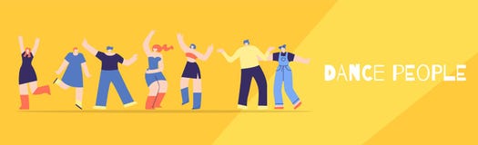 Les personnes de danse matraquent le style plat de bannière de festival de partie illustration stock Les personnes de danse matraquent le style plat de bannière de festival de partie illustration stock
