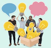 Les personnes diverses avec pensent en dehors des icônes de concept de boîte image libre de droits Les personnes diverses avec pensent en dehors des icônes de concept de boîte image libre de droits
