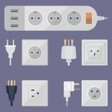 Les prises électriques empilent l'Européen électrique de prises de débouchés de prise d'énergie d'illustration de débouché et l'a Image libre de droits Les prises électriques empilent l'Européen électrique de prises de débouchés de prise d'énergie d'illustration de débouché et l'a Image libre de droits