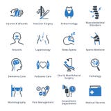 Les services médicaux et les icônes de spécialités ont placé 5 - série bleue illustration de vecteur Les services médicaux et les icônes de spécialités ont placé 5 - série bleue illustration de vecteur