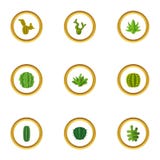 Les types d'icônes de cactus ont placé, style de bande dessinée illustration libre de droits Les types d'icônes de cactus ont placé, style de bande dessinée illustration libre de droits