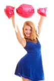 Les vacances aiment le concept de bonheur - fille avec le cadeau rouge image libre de droits Les vacances aiment le concept de bonheur - fille avec le cadeau rouge image libre de droits