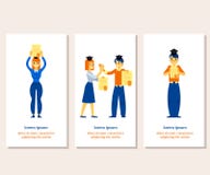 Les étudiants heureux reçoivent un diplôme dans des chapeaux scolaires carrés tenant des diplômes dans leurs mains illustration libre de droits Les étudiants heureux reçoivent un diplôme dans des chapeaux scolaires carrés tenant des diplômes dans leurs mains illustration libre de droits