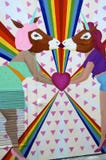 Lesbijskie jednorożec całuje malowidło ścienne trąbki aleja, San Franisco zdjęcia stock Lesbijskie jednorożec całuje malowidło ścienne trąbki aleja, San Franisco zdjęcia stock