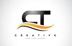 Letra Logo Design do Swoosh do CT C T com a curva amarela moderna do Swoosh ilustração royalty free Letra Logo Design do Swoosh do CT C T com a curva amarela moderna do Swoosh ilustração royalty free