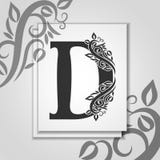 Letra superior D con el contorno floral elegante para el logotipo de las iniciales Letra de lujo D de la tarjeta Plantilla univer stock de ilustración Letra superior D con el contorno floral elegante para el logotipo de las iniciales Letra de lujo D de la tarjeta Plantilla univer stock de ilustración