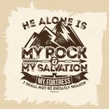 Letras de la biblia Christian Art Él solo es mi roca y mi salvación, mi fortaleza; Me no sacudirán grandemente stock de ilustración Letras de la biblia Christian Art Él solo es mi roca y mi salvación, mi fortaleza; Me no sacudirán grandemente stock de ilustración