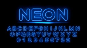 Letras de neón azules del alfabeto inglés ilustración del vector Letras de neón azules del alfabeto inglés ilustración del vector