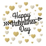 Letras del vintage del día de tarjetas del día de San Valentín con los corazones del oro y de la plata ilustración del vector Letras del vintage del día de tarjetas del día de San Valentín con los corazones del oro y de la plata ilustración del vector