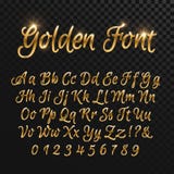 Letras douradas caligráficas Fonte elegante do ouro do vintage Roteiro luxuoso do vetor Foto de Stock Letras douradas caligráficas Fonte elegante do ouro do vintage Roteiro luxuoso do vetor Foto de Stock