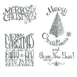 Letras retras dibujadas mano del vector de la Navidad ilustración del vector Letras retras dibujadas mano del vector de la Navidad ilustración del vector