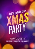 Lets празднует шаблон рогульки дизайна партии XMAS с пестротканой предпосылкой светов bokeh Плакат рождества праздника праздничны Стоковое Изображение RF Lets празднует шаблон рогульки дизайна партии XMAS с пестротканой предпосылкой светов bokeh Плакат рождества праздника праздничны Стоковое Изображение RF