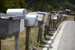 Letter Boxes Lined On The Street Stock Photo Letter Boxes Lined On The Street Stock Photo
