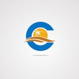 Letter c beach logo vector concept, icon, element, and template for company vector illustration Letter c beach logo vector concept, icon, element, and template for company vector illustration
