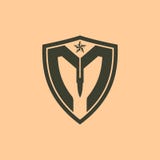 Letter M with shield and bullet shape vector logo military theme template vector illustration Letter M with shield and bullet shape vector logo military theme template vector illustration