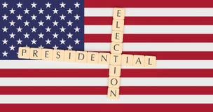Letter Tiles Presidential Election With US Flag, 3d illustration vector illustration Letter Tiles Presidential Election With US Flag, 3d illustration vector illustration
