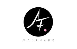 Lettera scritta a mano Logo Design della spazzola di AF con il cerchio nero royalty illustrazione gratis Lettera scritta a mano Logo Design della spazzola di AF con il cerchio nero royalty illustrazione gratis