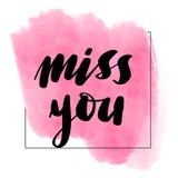 Lettering inscription miss you. Valentine`s royalty free illustration Lettering inscription miss you. Valentine`s royalty free illustration