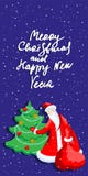 Cute cartoon Santa Claus decorating Christmas tree Merry Christmas vector illustration Stock Illustration Cute cartoon Santa Claus decorating Christmas tree Merry Christmas vector illustration Stock Illustration