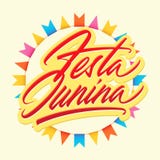 Lettrage de vecteur de brosse de Festa Junina illustration stock Lettrage de vecteur de brosse de Festa Junina illustration stock