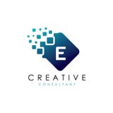 Lettre E Logo Vector de pixel de Digital Illustration Stock Lettre E Logo Vector de pixel de Digital Illustration Stock