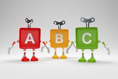 Lettres d'alphabet d'ABC sur les cubes colorés en jouet illustration libre de droits Lettres d'alphabet d'ABC sur les cubes colorés en jouet illustration libre de droits