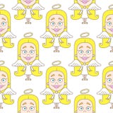 Leuk engelen naadloos patroon vector illustratie Leuk engelen naadloos patroon vector illustratie