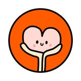 Leuk hart in handen logotype embleem voor de schenkingsorganisaties van de steunhulp voor de filantropie van het liefdadigheidsme stock illustratie Leuk hart in handen logotype embleem voor de schenkingsorganisaties van de steunhulp voor de filantropie van het liefdadigheidsme stock illustratie