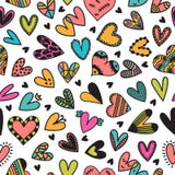 Leuk naadloos patroon met hand getrokken harten Leuke krabbelelementen Achtergrond voor huwelijk of de Dagontwerp van Valentine ` Stock Fotografie Leuk naadloos patroon met hand getrokken harten Leuke krabbelelementen Achtergrond voor huwelijk of de Dagontwerp van Valentine ` Stock Fotografie