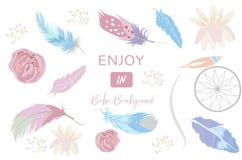 Leuk pastelkleurpictogram met kroon en veer in bohostijl stock illustratie Leuk pastelkleurpictogram met kroon en veer in bohostijl stock illustratie