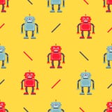 Leuk robotpatroon op een gele achtergrond royalty-vrije illustratie Leuk robotpatroon op een gele achtergrond royalty-vrije illustratie