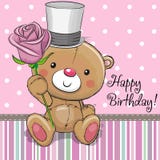Leuk Teddy Bear met een bloem vector illustratie Leuk Teddy Bear met een bloem vector illustratie