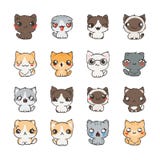 Leuke beeldverhaalkatten en honden met verschillende emoties Stickerinzameling Stock Afbeelding Leuke beeldverhaalkatten en honden met verschillende emoties Stickerinzameling Stock Afbeelding