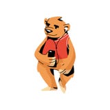 Leuke bruin draagt in rode vest het luisteren muziek met hoofdtelefoons royalty-vrije illustratie Leuke bruin draagt in rode vest het luisteren muziek met hoofdtelefoons royalty-vrije illustratie