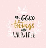 Leuke illustratie, modern en elegant huisdecor Het vectordrukontwerp met het van letters voorzien - ` alle goede dingen is wilde vector illustratie Leuke illustratie, modern en elegant huisdecor Het vectordrukontwerp met het van letters voorzien - ` alle goede dingen is wilde vector illustratie