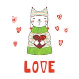 Leuke kat met een hart vector illustratie Leuke kat met een hart vector illustratie