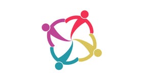 Leute-Logo Gruppenteamwork-Symbol von vier Personen in einem Kreis Bewegungsgraphik der Entschließung 4K Leute-Logo Gruppenteamwork-Symbol von vier Personen in einem Kreis Bewegungsgraphik der Entschließung 4K