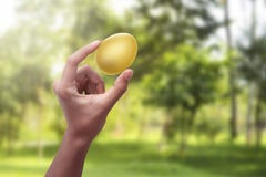 Leute übergeben das Halten goldenen Ostereies stockfotos Leute übergeben das Halten goldenen Ostereies stockfotos