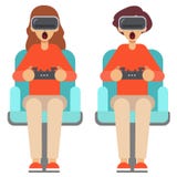 Leutespielspiele mit vr Gläsern zu Hause stock abbildung Leutespielspiele mit vr Gläsern zu Hause stock abbildung