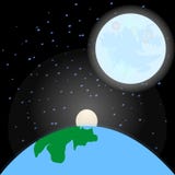 Lever de soleil au-dessus de la terre l'espace Vecteur Illustration illustration libre de droits Lever de soleil au-dessus de la terre l'espace Vecteur Illustration illustration libre de droits