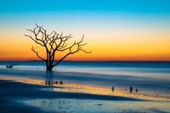 Lever de soleil surréaliste à la baie de botanique photo stock Lever de soleil surréaliste à la baie de botanique photo stock