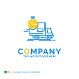 leverans tid, sändnings, transport, blå gul affär för lastbil vektor illustrationer leverans tid, sändnings, transport, blå gul affär för lastbil vektor illustrationer