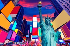 Liberty Statue and Times Square New York stock image Liberty Statue and Times Square New York stock image