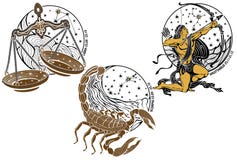 Libra, Scorpio, Sagittarius Zodiac Sign. Horoscope Royalty Free Stock Image Libra, Scorpio, Sagittarius Zodiac Sign. Horoscope Royalty Free Stock Image